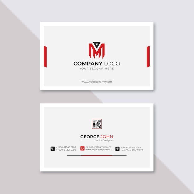 Professional elegant red and white modern business card design template