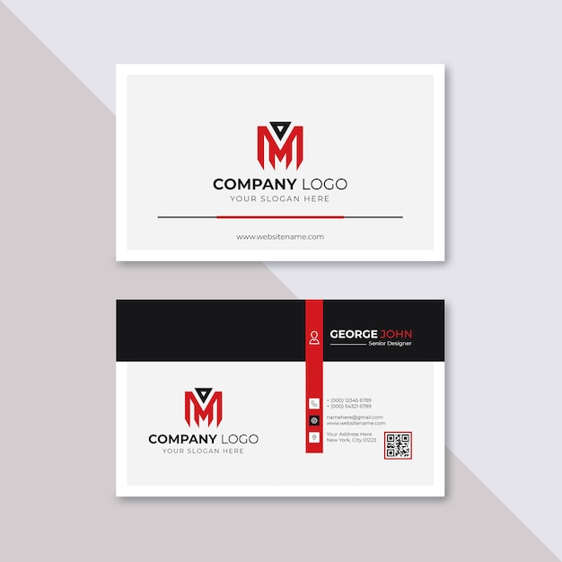 Professional elegant red and white modern business card design template