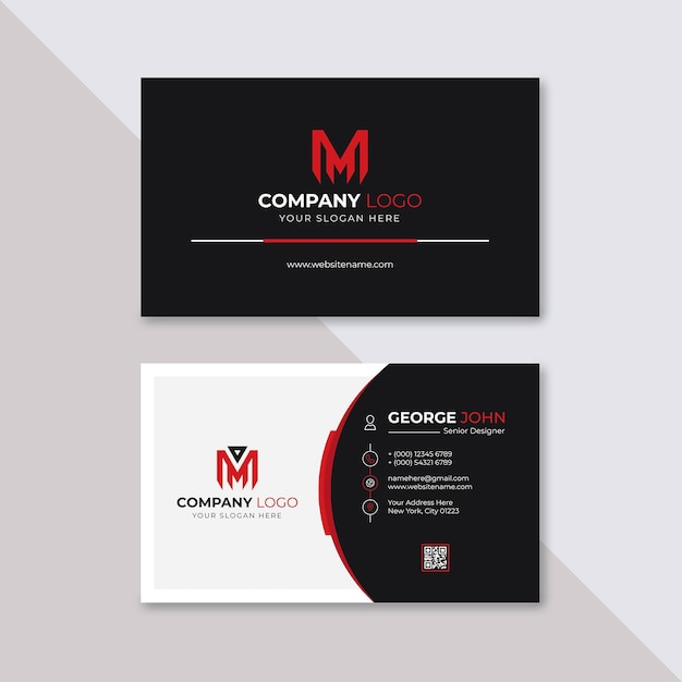 Professional elegant red and white modern business card design template