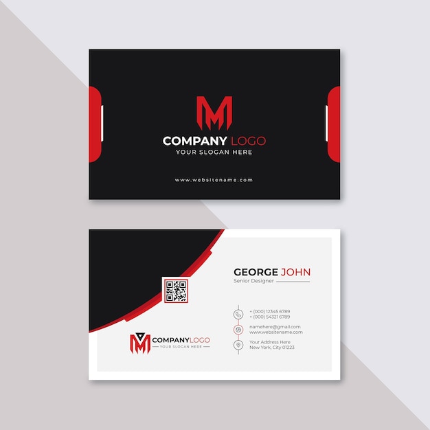 Professional elegant red and white modern business card design template