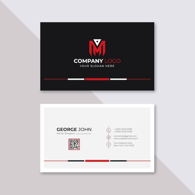 Professional elegant red and white modern business card design template