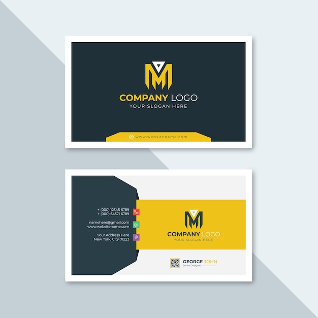 Professional elegant yellow and black modern business card design