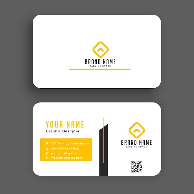 Professional elegant yellow and white modern business card design corporate template