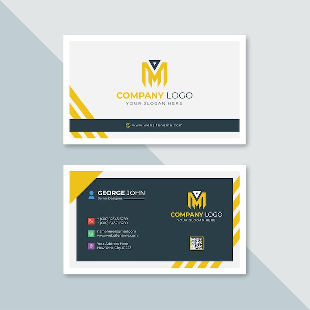 Professional elegant yellow and white modern business card design