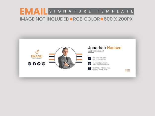 Professional email signature or social media cover design template Premium Vector