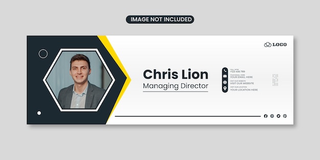 Professional email signature template design with an author photo place