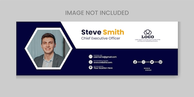 Professional email signature template design with author photo place