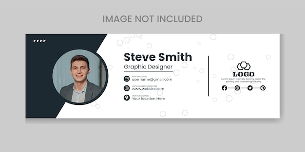 Professional email signature template design with author photo place