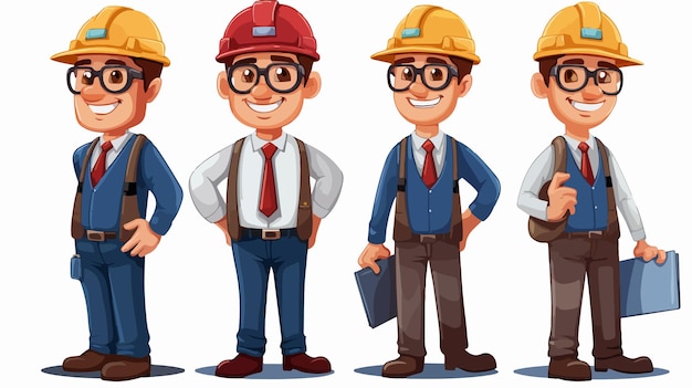 Vector professional engineers vector cartoon illustration