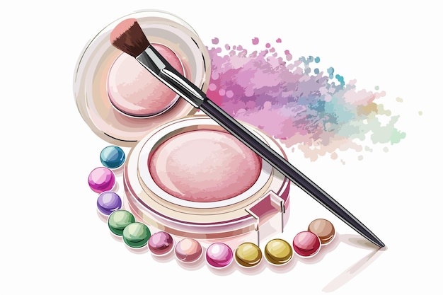 Vector professional eyeshadow with brush and necklace vector design