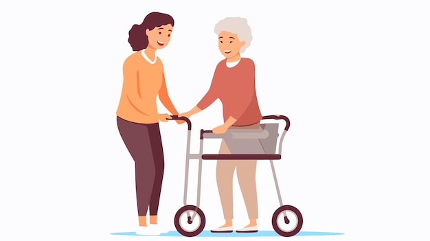 Professional Female Caregiver Assisting Senior Woman Moving Out