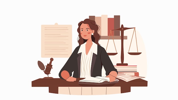 Vector professional female lawyer flat vector illustration