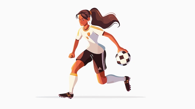 Vector professional female soccer player in action