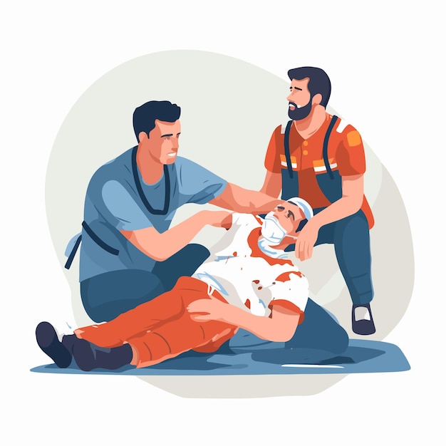 Professional First Aid for Broken Leg Trauma Treating Injured Body