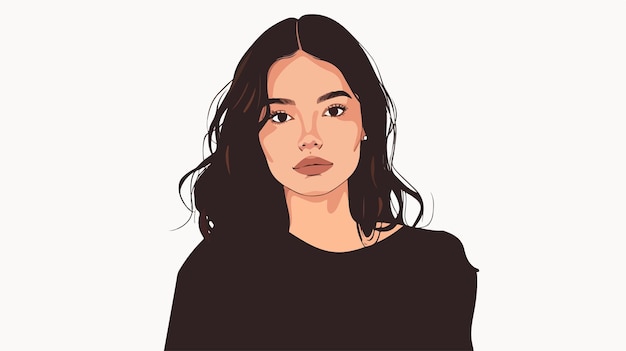 Vector professional flat style portrait of young woman indoors vector illustration