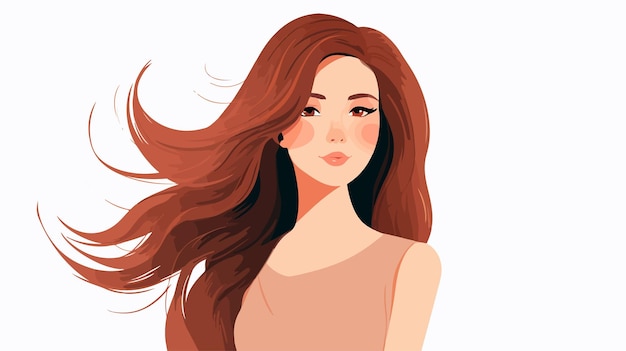 Vector professional flat vector illustration of woman with long hair on white background