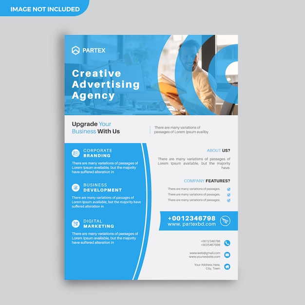 Professional Flyer Design Template With Blue Background