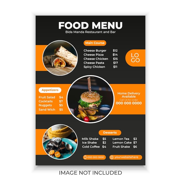 professional food menu design for restaurants