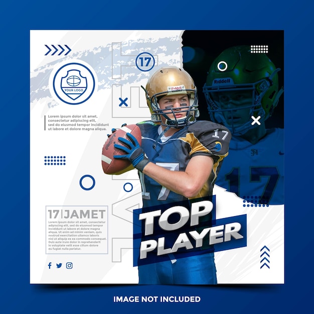 Professional football athlete flyer social media post template