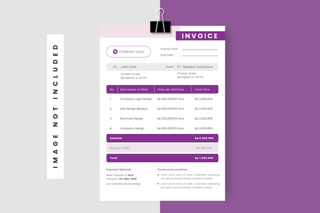 Vector professional freelancers invoice template design