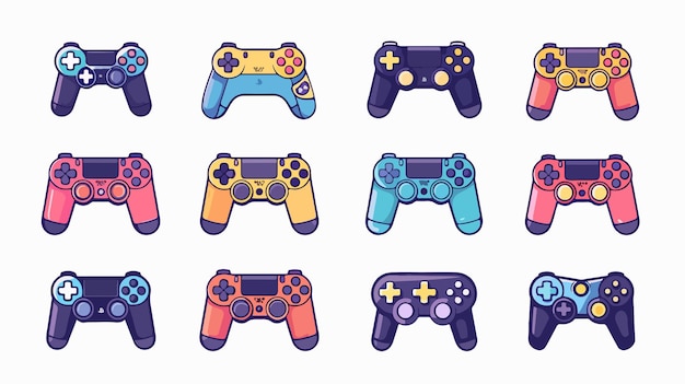 Professional Game Console Icon Set with Video Game Controller