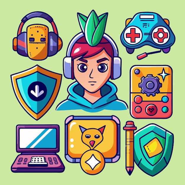 Vector professional gaming and esports icons vector