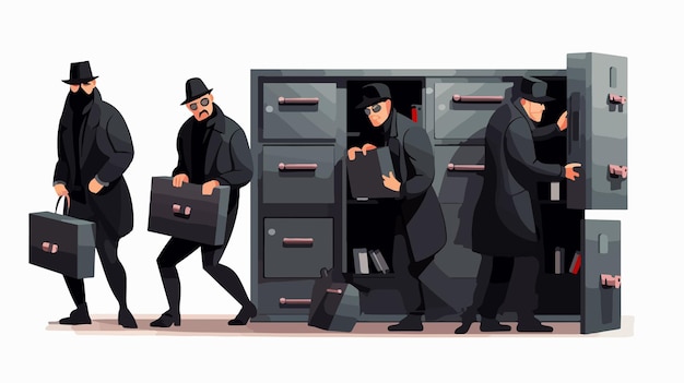 Professional Gang of Robbers Dressed in Black Clothes