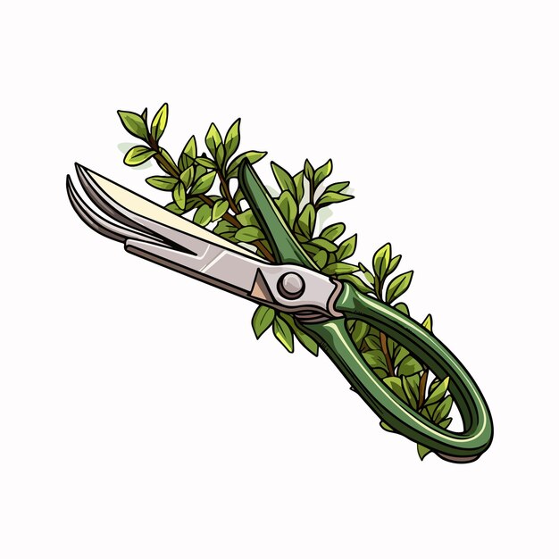 Vector professional garden shears line vector illustration for hedge trimming