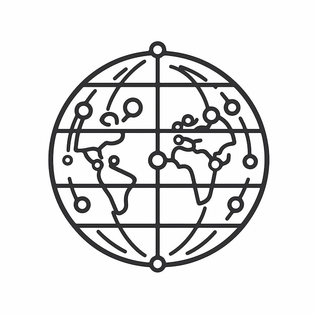 Professional Global Network Business Icon in Line Style