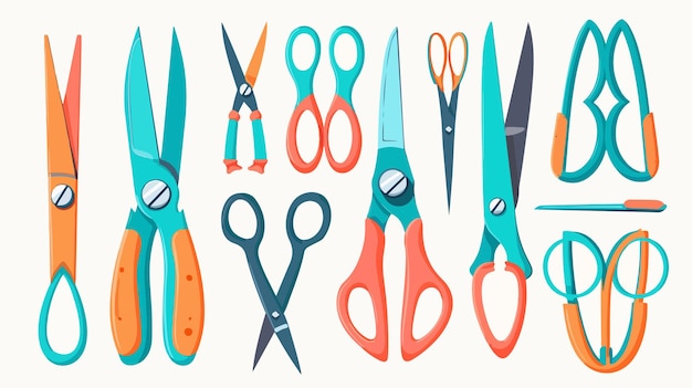 Professional Graphic Elements Collection with Scissors Cut Out on White Background