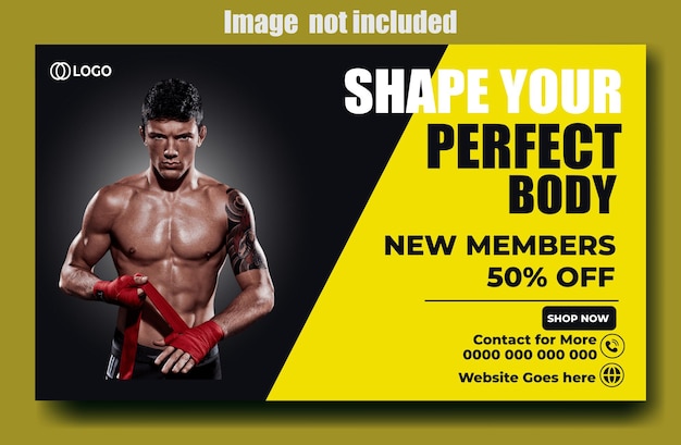 Vector professional gym ads promotional web banner template design