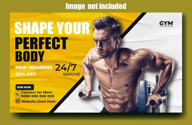 Vector professional gym ads promotional web banner template design