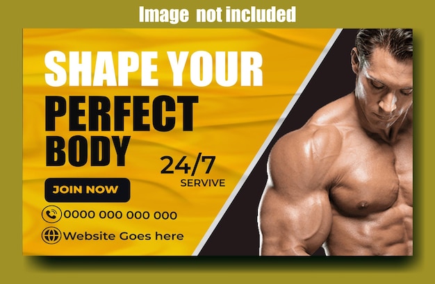 Vector professional gym ads promotional web banner template design