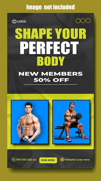 Vector professional gym ads story template design