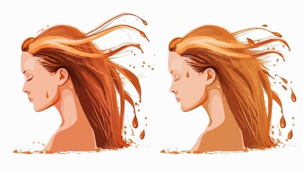 Vector professional hair treatment steps vector illustration