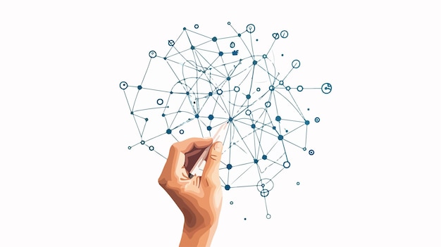 Vector professional hand drawing network connection lines concept