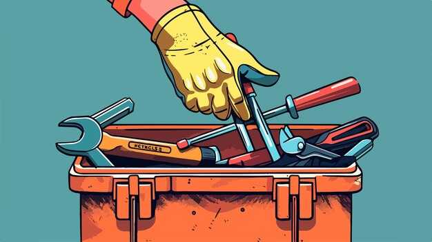 Professional Hand with Construction Tool Box Icon Vector Illustration