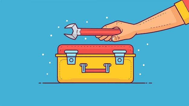 Vector professional hand with construction tool box icon vector illustration