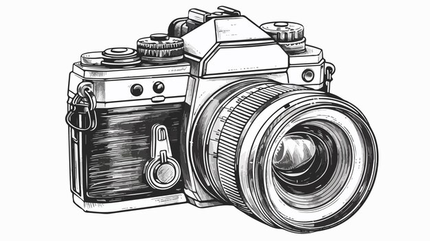 Vector professional handdrawn digital camera device vector illustration