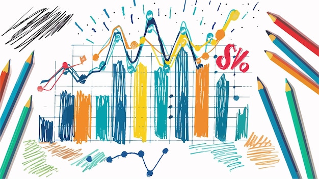 Vector professional handdrawn financial charts and graphs vector illustration