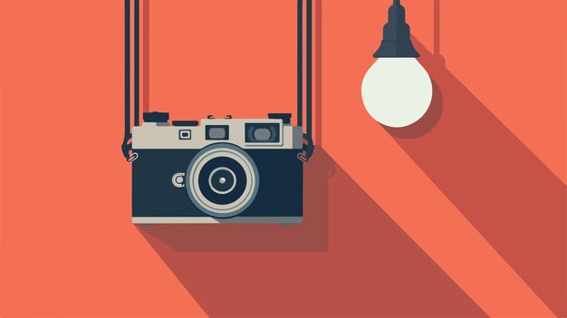 Vector professional hanging camera in flat style vector illustration