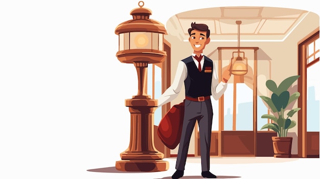 Vector professional hotel bellboy cartoon style illustration