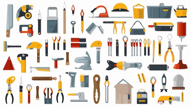 Vector professional house repair and construction tools icon set