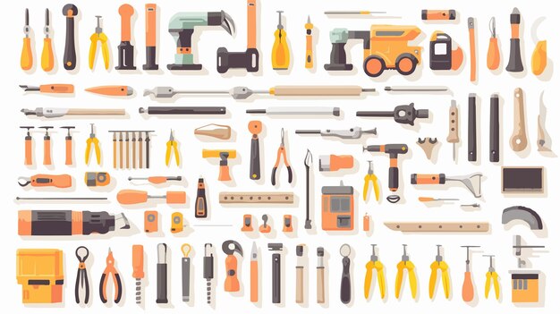 Vector professional house repair and construction tools icon set