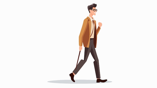 Professional Human Character Walking Cartoon Vector Illustration