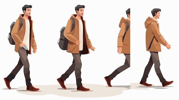 Professional Human Character Walking Cartoon Vector Illustration