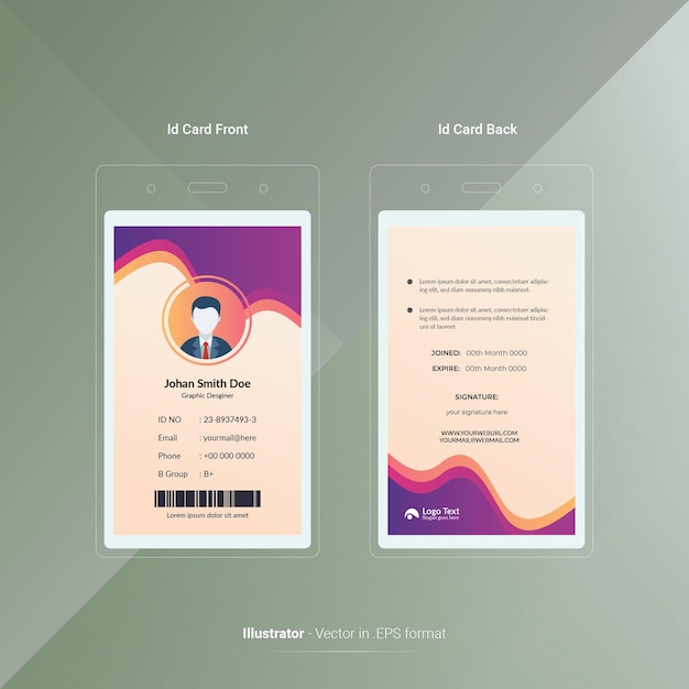 Professional id card design Premium Vector