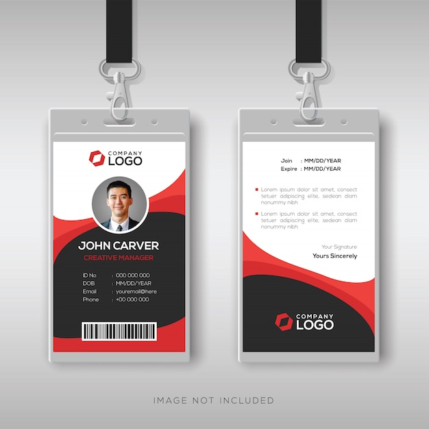 Professional identity card with red details