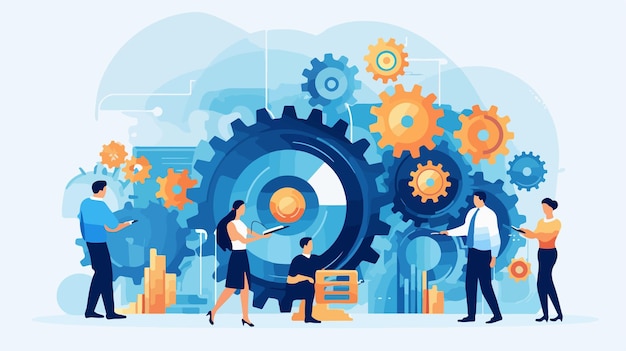 Professional Illustration of Gears in Enterprise System Theme