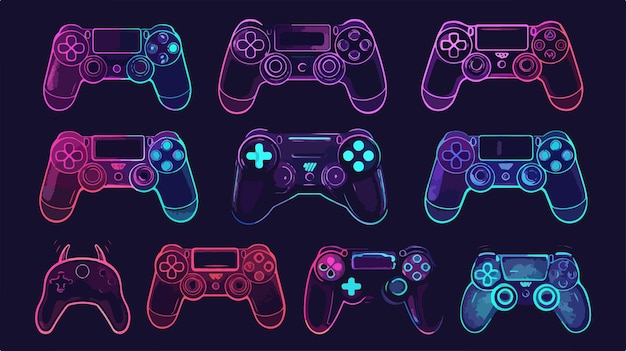 Vector professional illustration of video game controls in silhouette